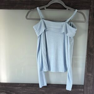 Art Class Light Blue Off-Shoulder Top
